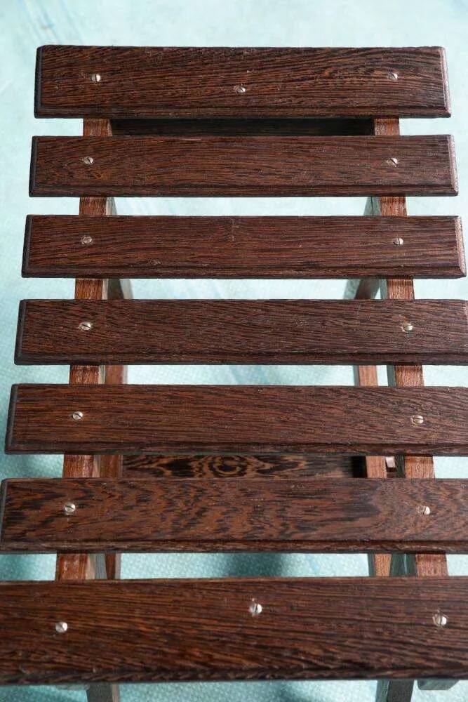 Bohemian footrest in wenge, 1970s Japandi stool