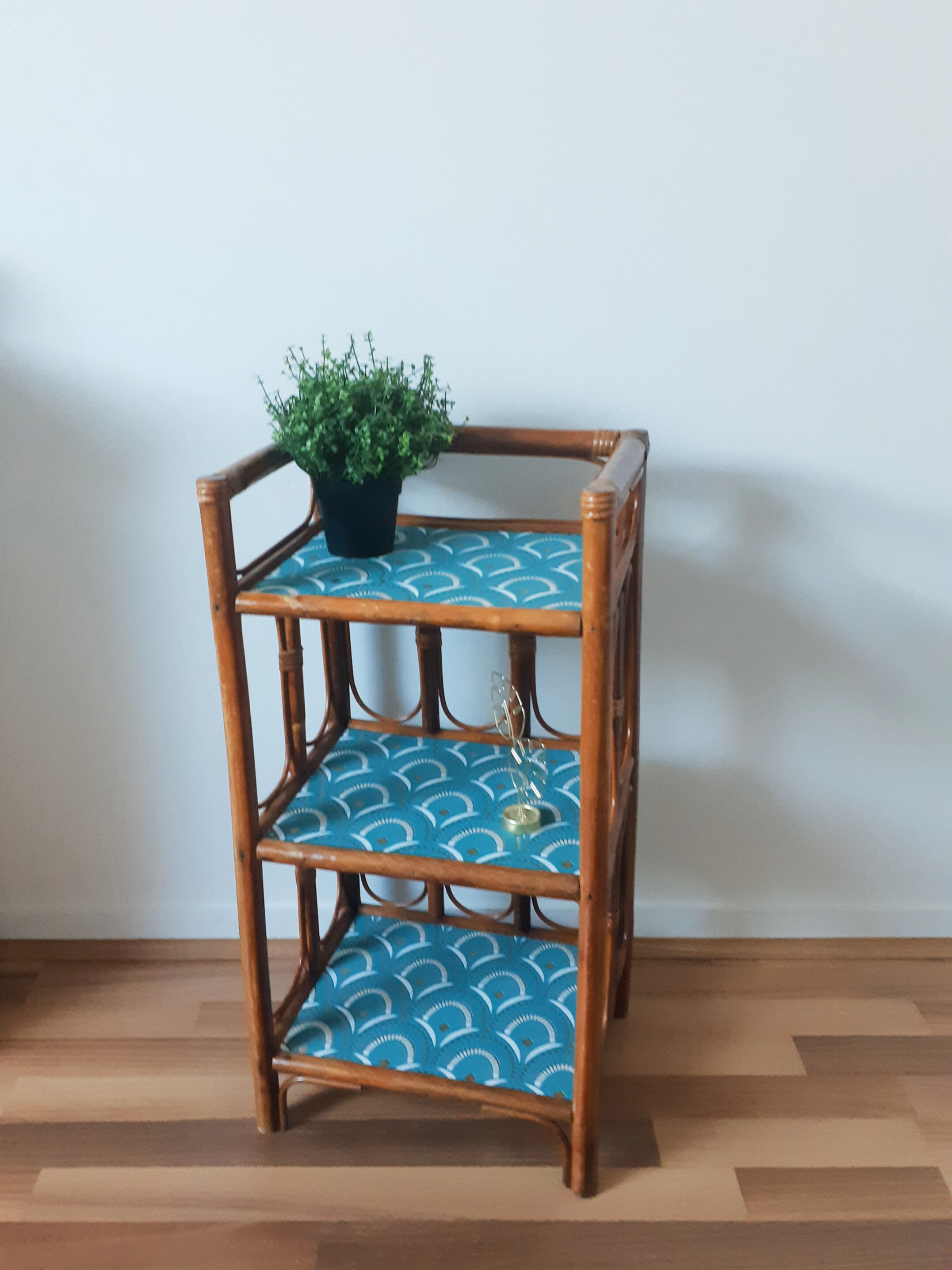 Rattan / wicker shelf, vintage, 50s