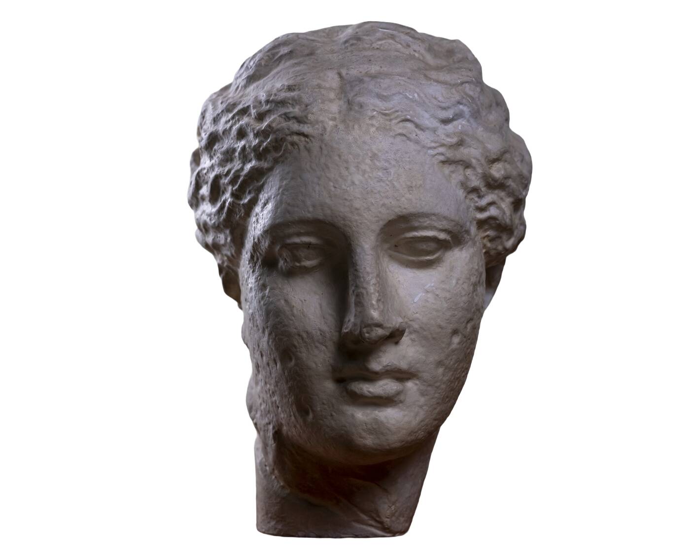 Head of Greek Goddess Hygeia, Plaster Sculpture, 1930s–1940s