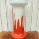Vase opaline verre orange et blanc vintage