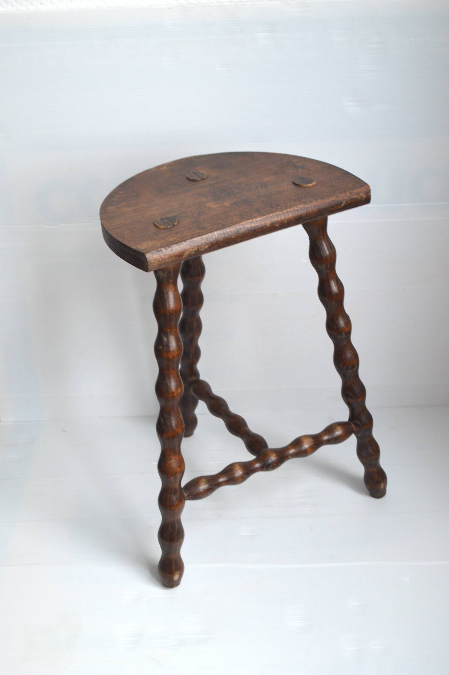 Beaded Wood Tripod Stool
