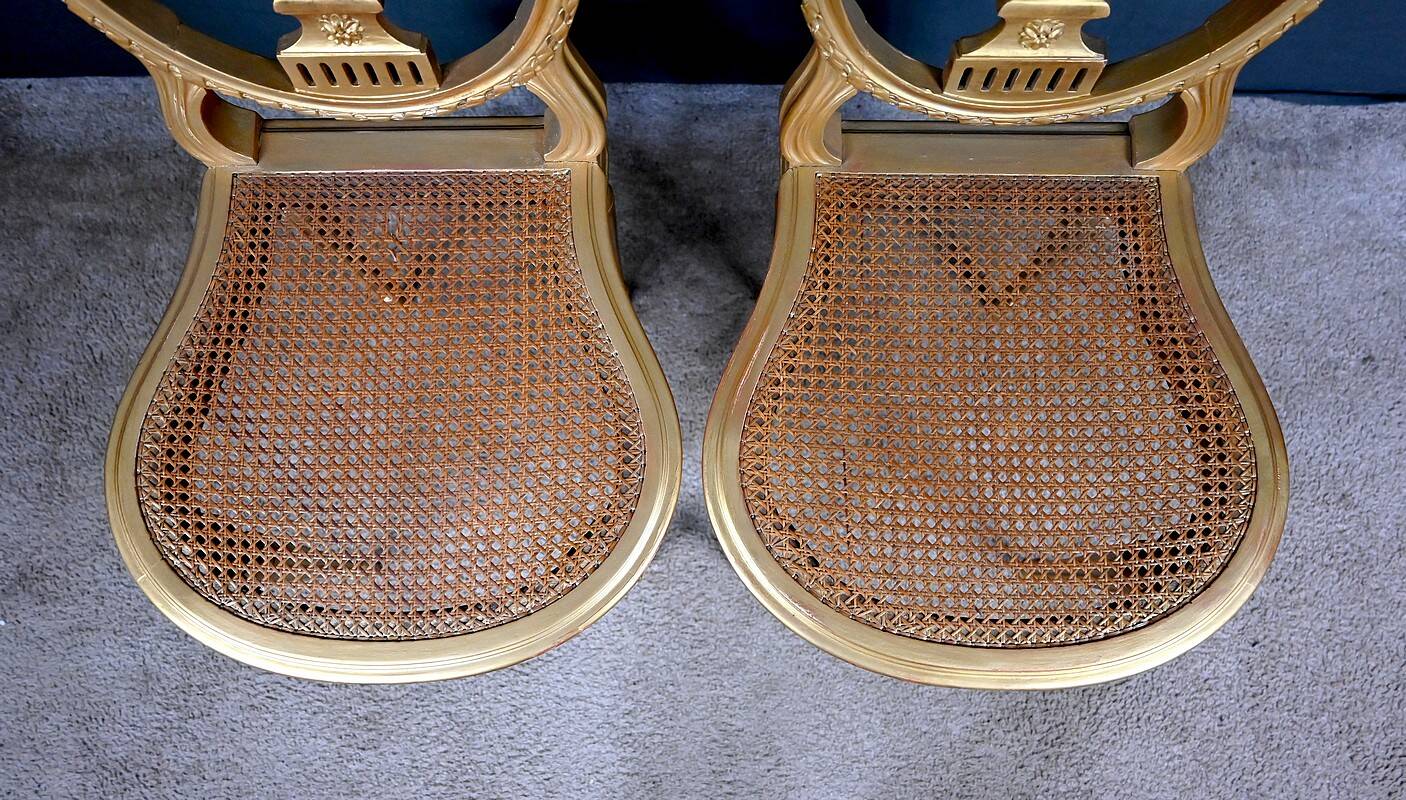 Paire de Chaises en Bois Doré, style Louis XVI – Début XXe