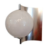 Brushed steel and opaline wall light 1970