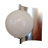 Brushed steel and opaline wall light 1970