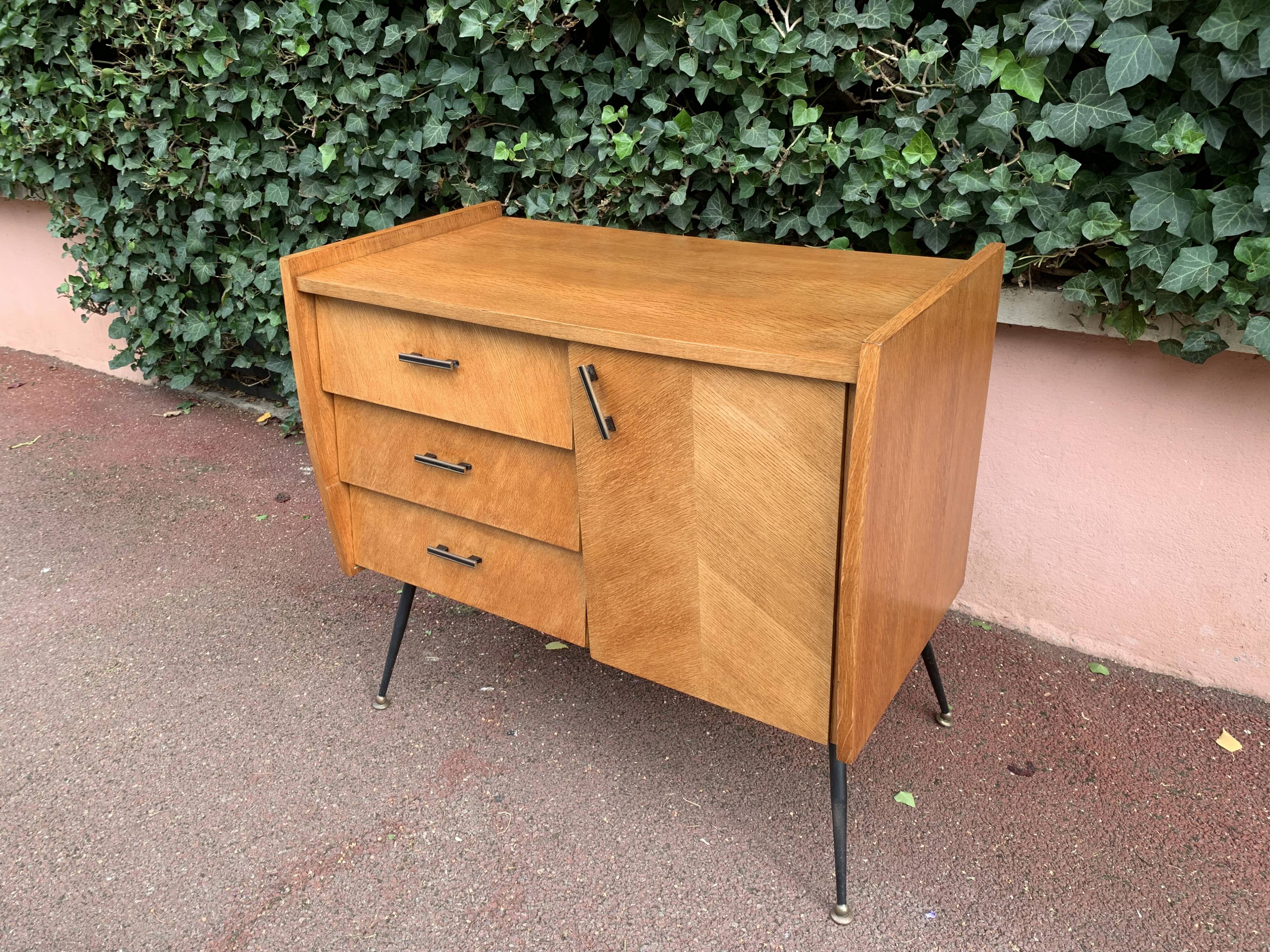 Buffet commode pieds compas 50’s