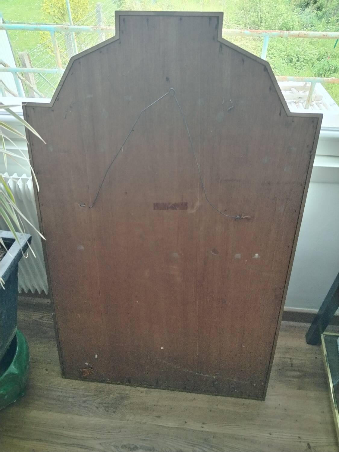Large Wooden Mirror with Beveled Beads 1970s