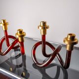 Pair of pretzel candlesticks by Dorothy Thorpe in lucite, 1970