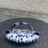 Midnight blue and white glazed ceramic flower pick, 1960/1970, vintage