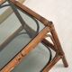 Bedside table or coffee table in bamboo and smoked glass, double top, 70s