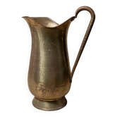 Jarre en laiton vintage XXL faite à la main en Italie (années 1950) – vase en laiton doré avec patine et poignée élégante