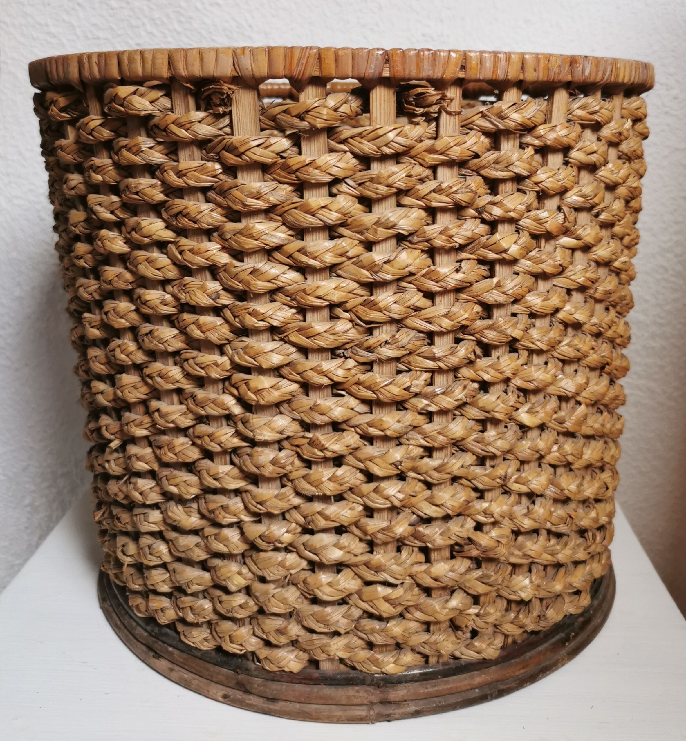 Vintage woven fiber basket