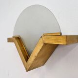 Big mid-century brass and glass design wall lamp - around 1980s
