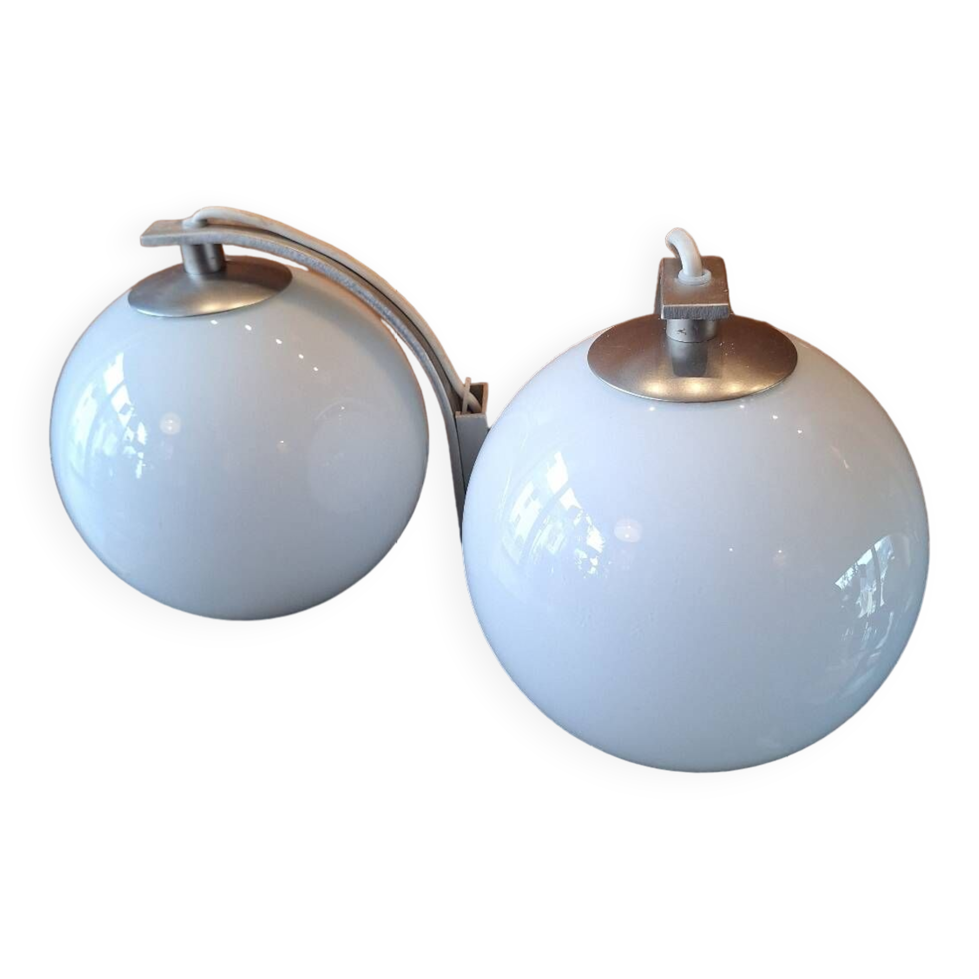 Pair of white ball wall lights