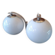 Pair of white ball wall lights