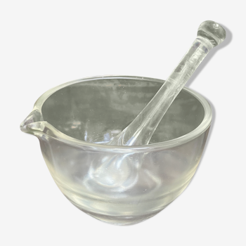 Large mortar pestle of pharmacist herbalist apothecary glass