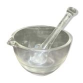 Large mortar pestle of pharmacist herbalist apothecary glass