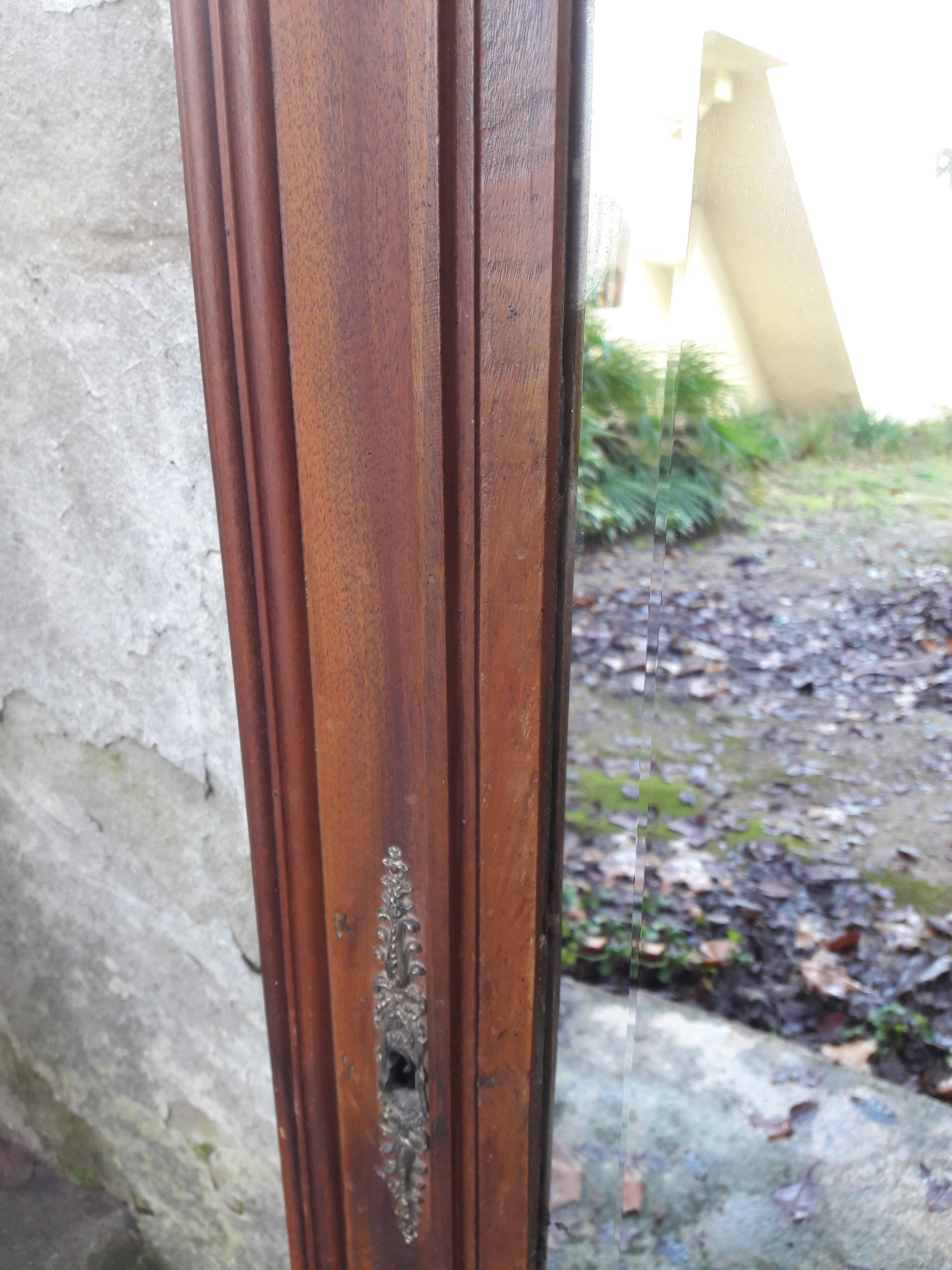 Old beveled wooden frame mirror 159x60cm