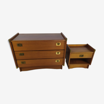 Vintage chest of drawers and bedside table