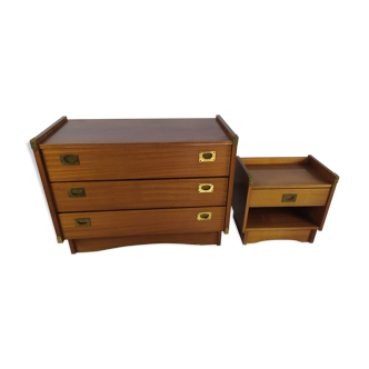 Vintage chest of drawers and bedside table