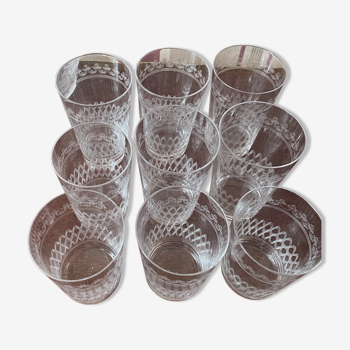 9 verres baptême cristal gravés