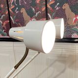 Paire de grandes lampes industrielles modulables 1950.