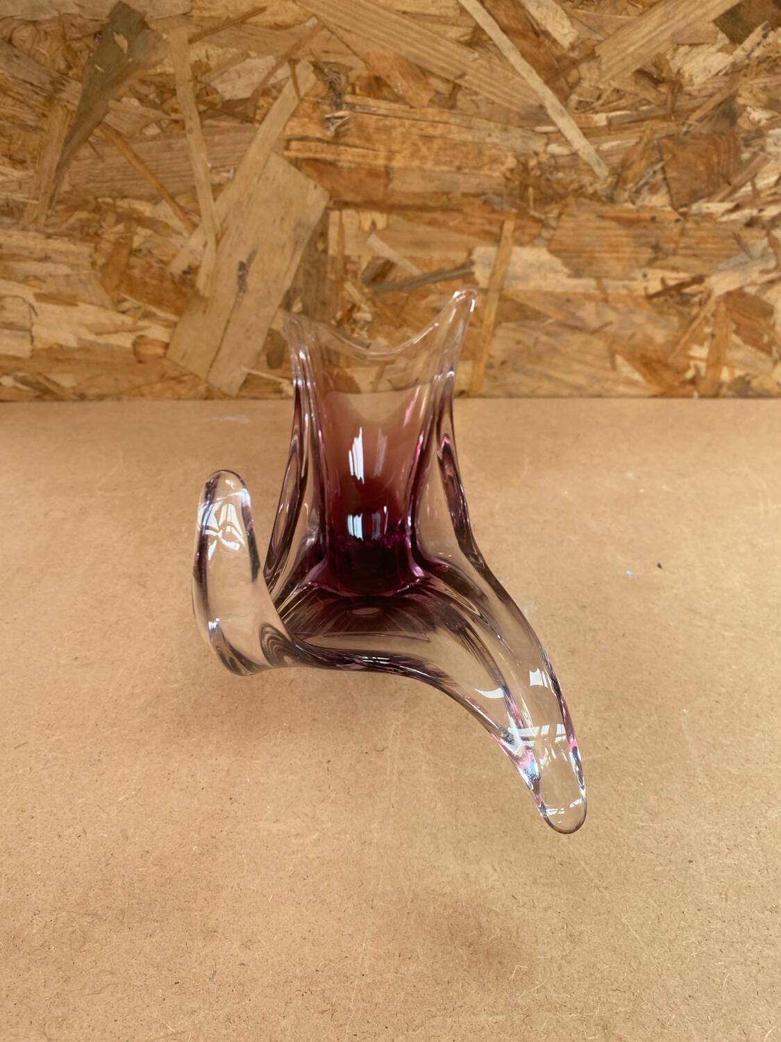 Old Empty Pocket Crystal Cup Purple & Transparent Vintage #B086