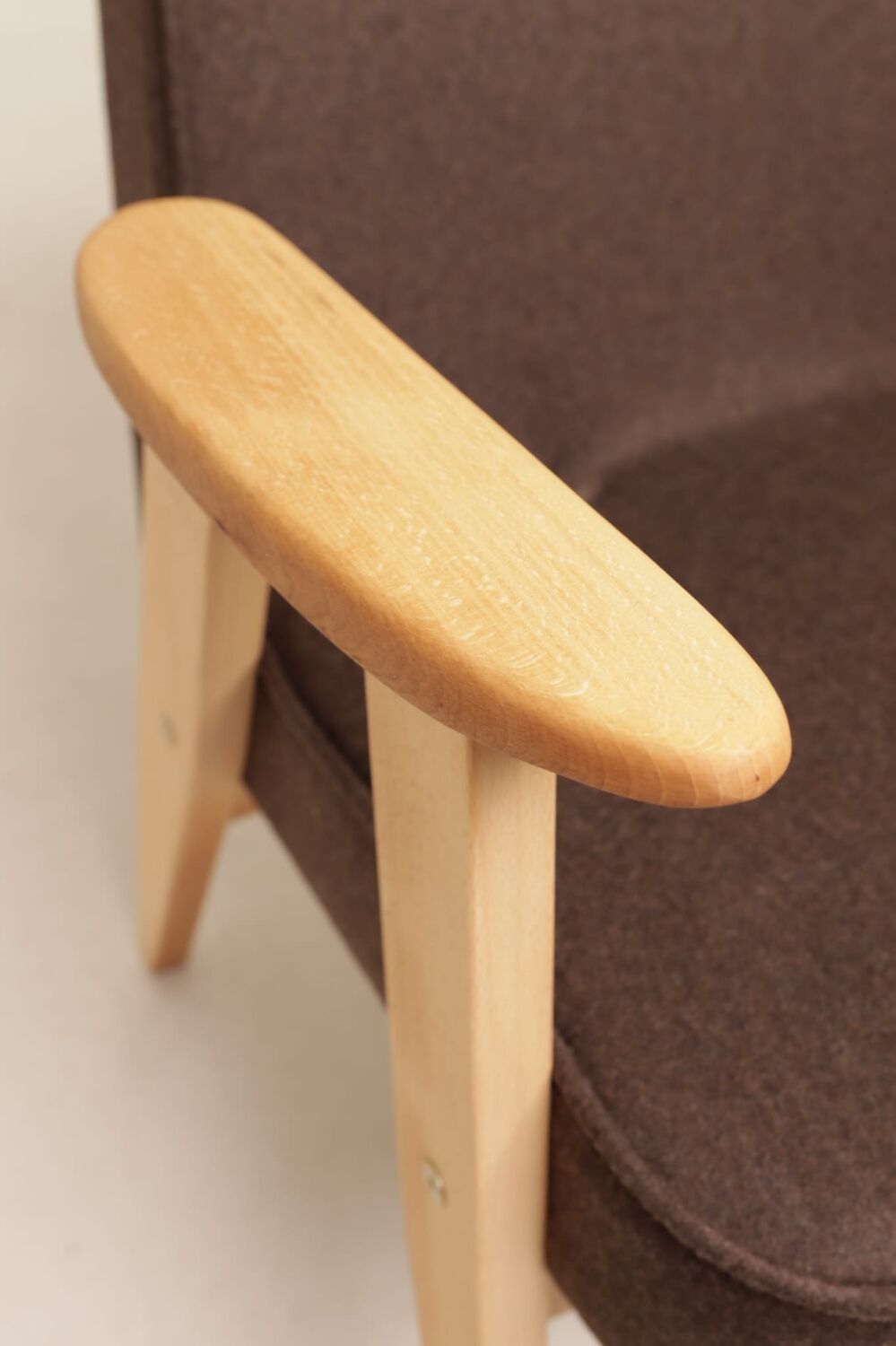 Scandinavian chocolate wool armchair designed by Chierowski