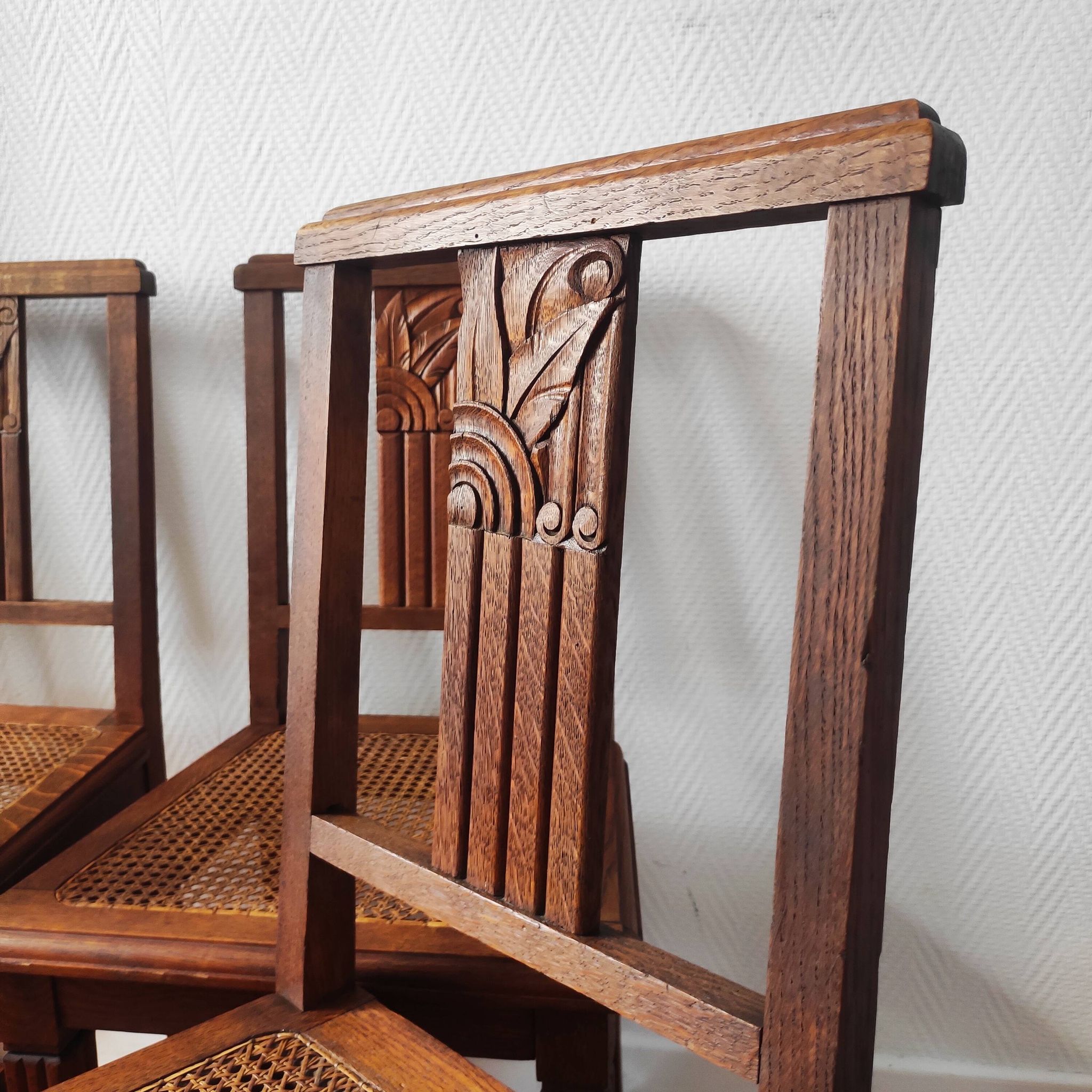 Art Deco chairs in new caned oak