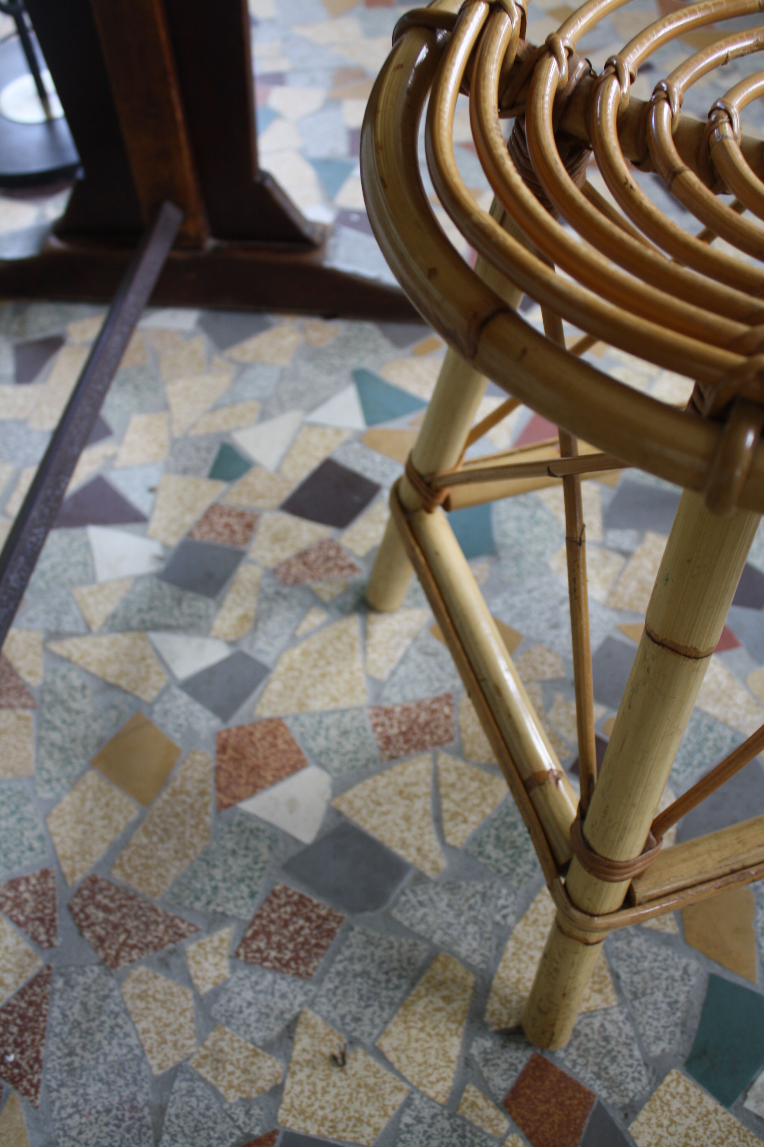 Vintage rattan stool