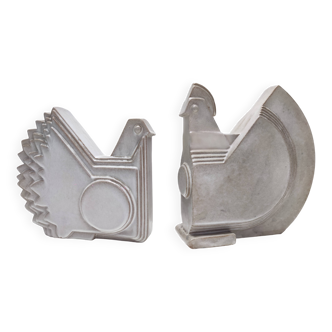 Paire de poulets décoratifs en céramique émaillée par Alessio Tasca, Italie