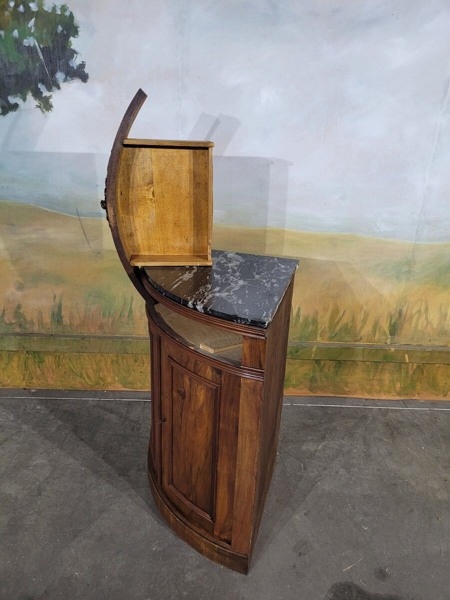 Small corner cabinet with marble, corner sideboard.