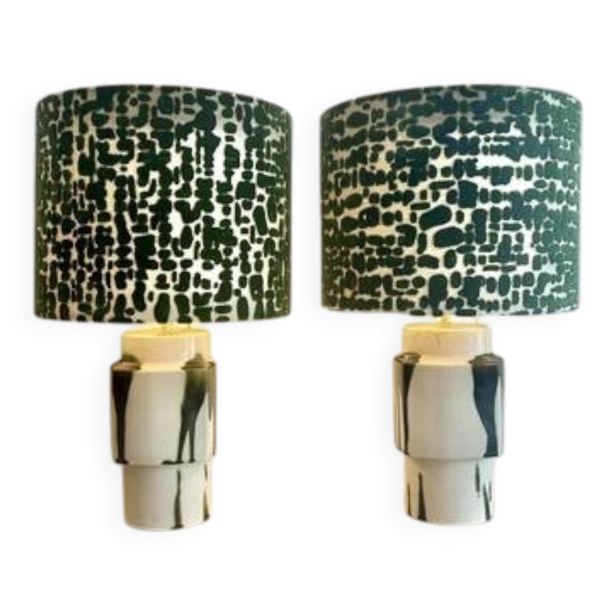 Set of 2 MCM table lamps: Unique recycled pieces made from vases by Ditmar Urbach Keramik – Czech Republic.
