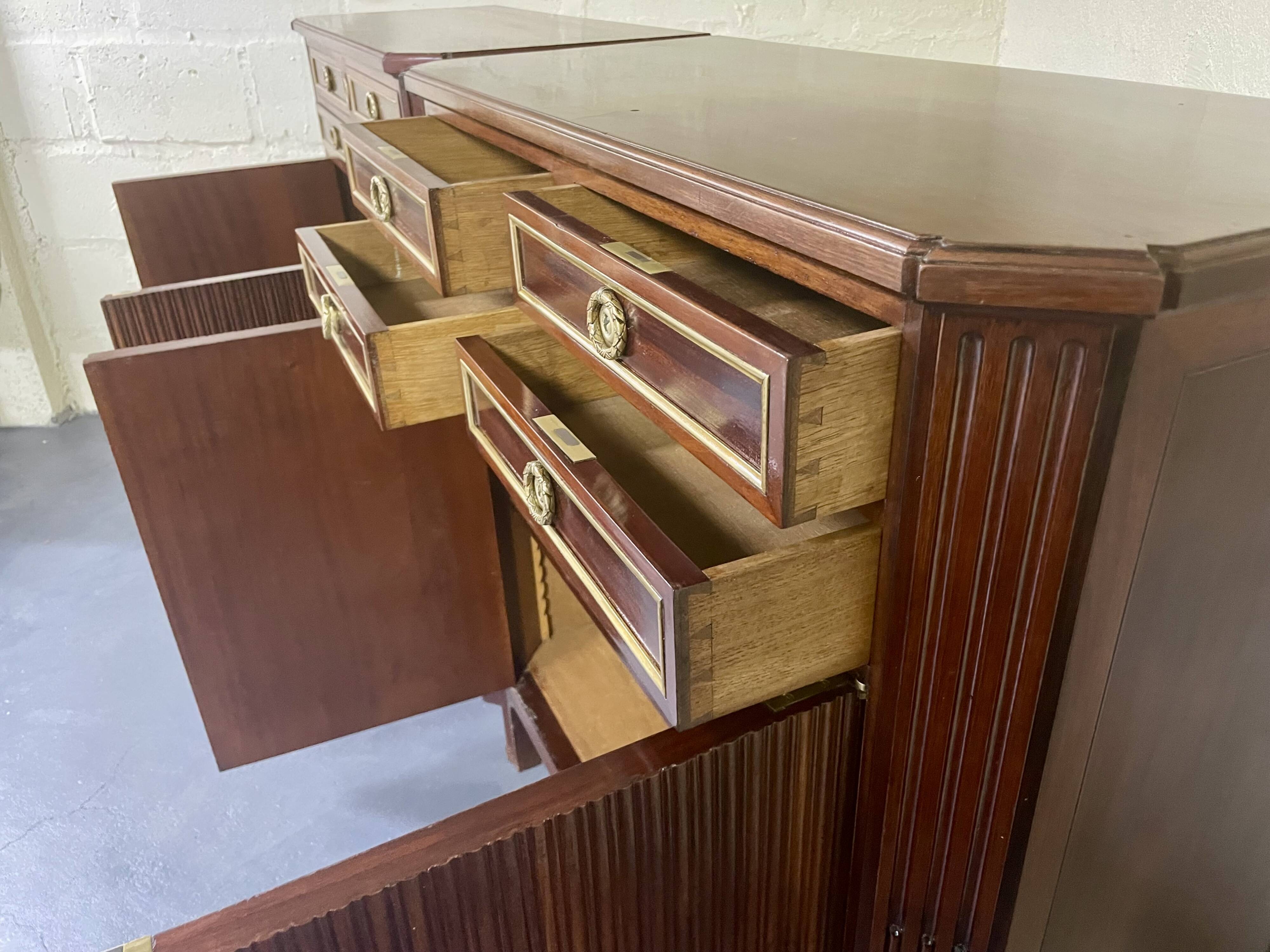 Pair of Louis XVI style mahogany sideboards