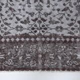 4x7 Turkish Floral Gray & Black Vintage Rug, 124x208Cm