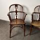 Ensemble de 3 chaises, fauteuils Windsor Low Back en orme, Angleterre, XIXe