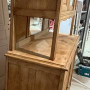 Renovated solid oak dresser – vintage chic country buffet – glass cabinet