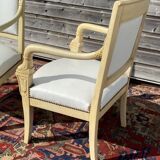 Pair of armchairs with vintage dolphins empire in lase wood