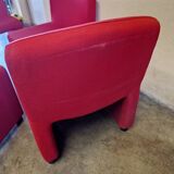 ARFA publisher - Series of 4 fireside chairs - In red wool, round metal legs - 1980