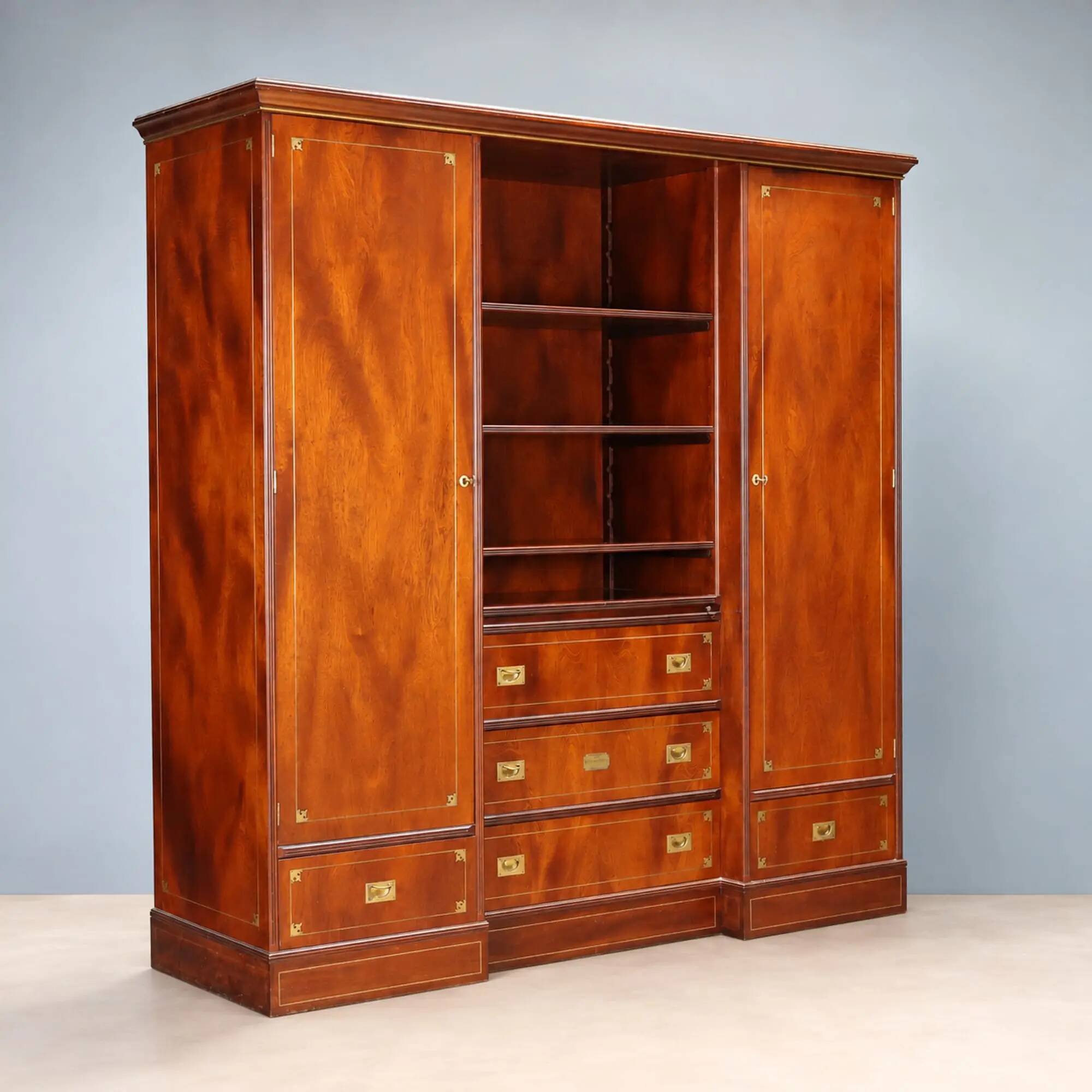 Antique mahogany and brass wardrobe, United Kingdom, 20th century