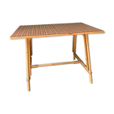 Table basse rotin avec plateau écossais