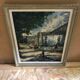 Ancien tableau huile au couteau sur panneau avec cadre bois vintage