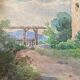 Watercolor painting "Nan-sous-Thil" Burgundy Eugène Cahtelain 1906 + frame