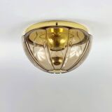 Mid century glass flush mount / ceiling light by limburg, germany, 1960s