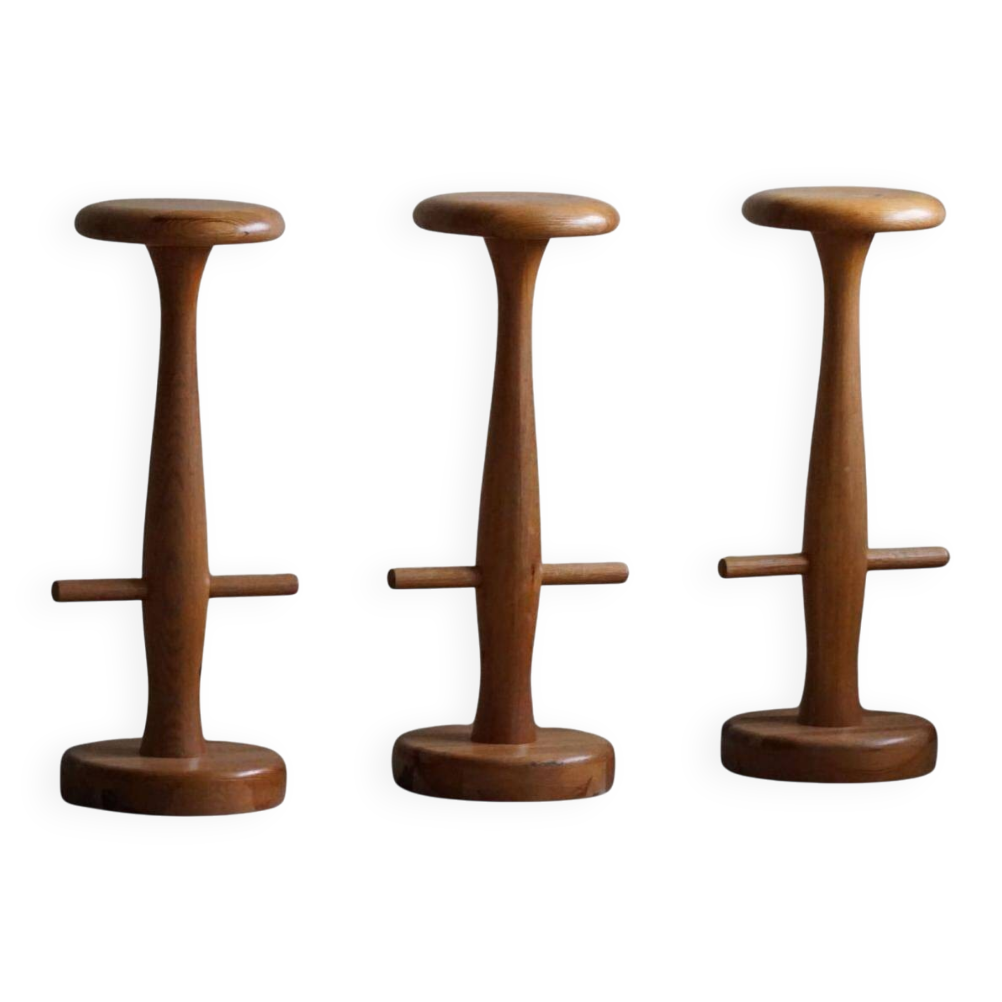 Set of 3 oak bar stools, mid-century Danish modern, Rainer Daumiller, 1960s.