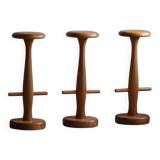 Set of 3 oak bar stools, mid-century Danish modern, Rainer Daumiller, 1960s.