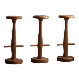 Set of 3 oak bar stools, mid-century Danish modern, Rainer Daumiller, 1960s.