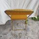 Old folding chair lafuma metal gold with fabric yellow stripes vintage