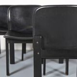 Lot de 6 chaises de salle à manger en bois et cuir noir