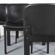 Lot de 6 chaises de salle à manger en bois et cuir noir