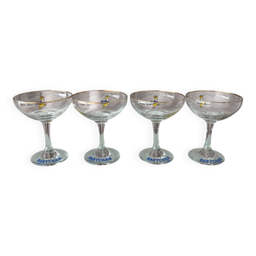 Ensemble de 4 coupes à champagne Babycham vintage – Verres à cocktail publicitaires w